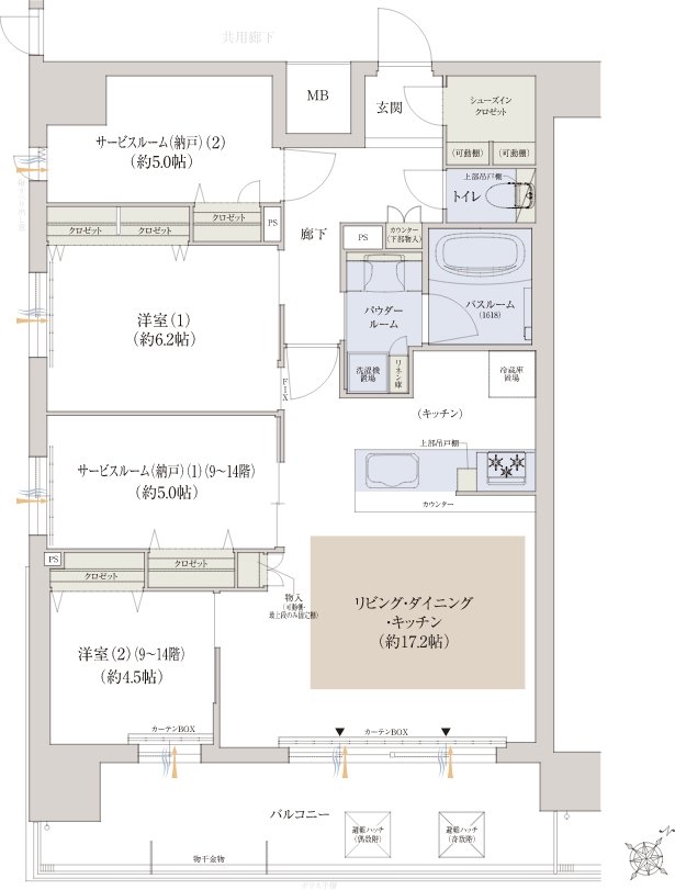 プレサンス ロジェ 大津京 レイクヴィラ 間取り Eタイプ