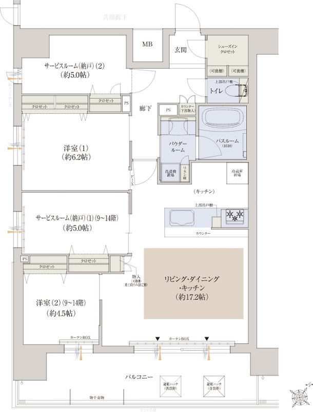 プレサンス ロジェ 大津京 レイクヴィラ 間取り Eタイプ