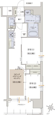 プレサンス ロジェ 大津京 レイクヴィラ 間取り A2タイプ