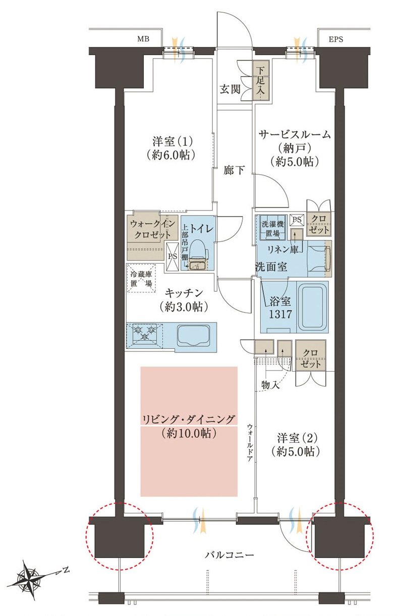 レーベン長岡古正寺NACREOUS 間取り Bタイプ