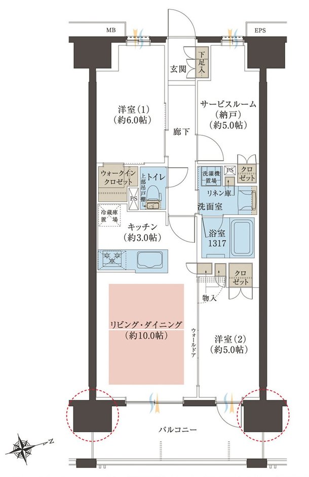 レーベン長岡古正寺NACREOUS 間取り Bタイプ