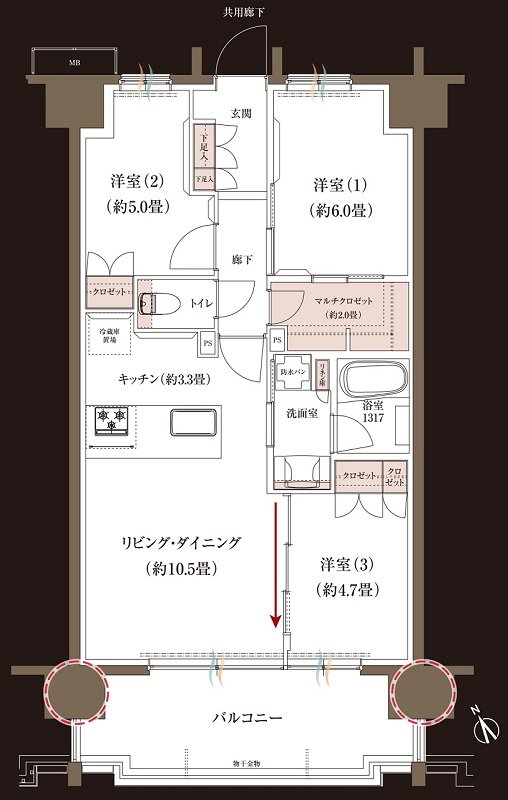 ブランシエラ大浦サンリヤン 間取り K type