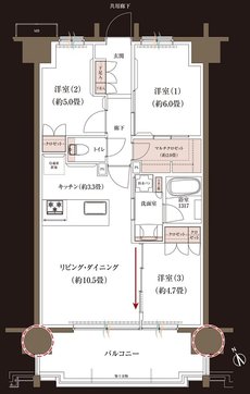 ブランシエラ大浦サンリヤン 間取り K type