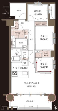 ブランシエラ大浦サンリヤン 間取り L type