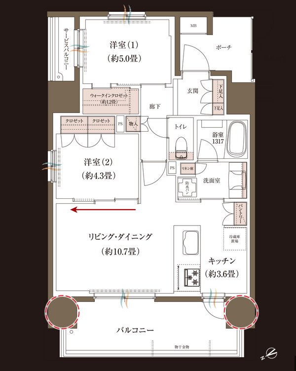 ブランシエラ大浦サンリヤン 間取り A type