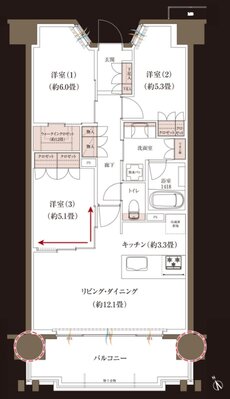 ブランシエラ大浦サンリヤン 間取り D type