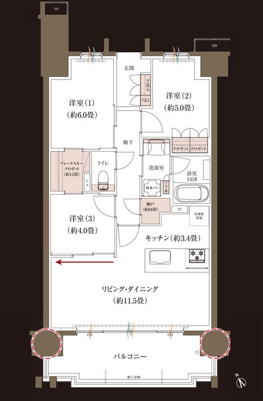 ブランシエラ大浦サンリヤン 間取り H type