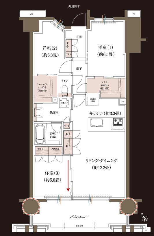 ブランシエラ大浦サンリヤン 間取り G type