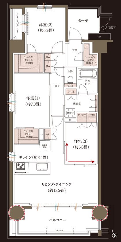 ブランシエラ大浦サンリヤン 間取り B type