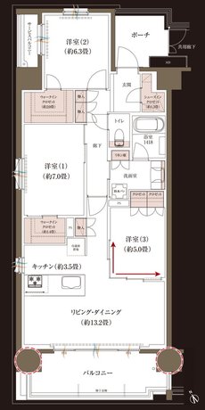 ブランシエラ大浦サンリヤン 間取り B type