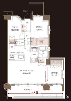 ブランシエラ大浦サンリヤン 間取り M type