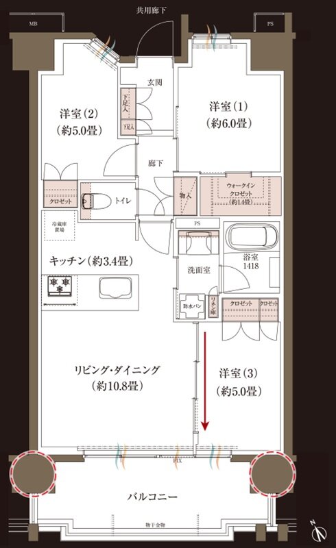 ブランシエラ大浦サンリヤン 間取り I’ type