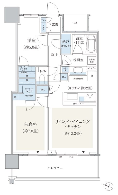 パークシティ小岩　ザ　タワー 間取り 61Wタイプ