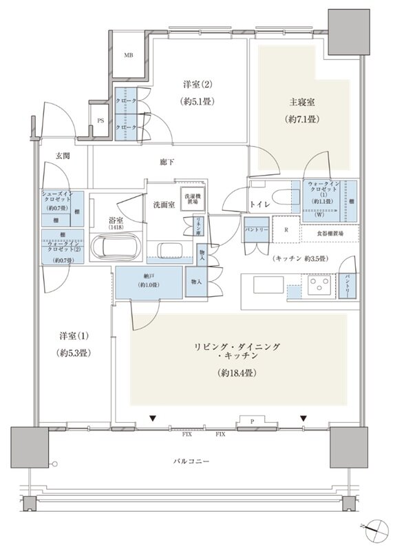パークシティ小岩　ザ　タワー 間取り 82Wタイプ