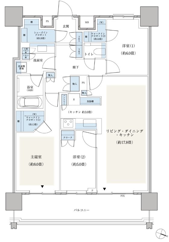 パークシティ小岩　ザ　タワー 間取り P-88Eタイプ