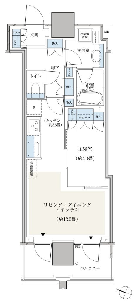 パークシティ小岩　ザ　タワー 間取り 42W'タイプ