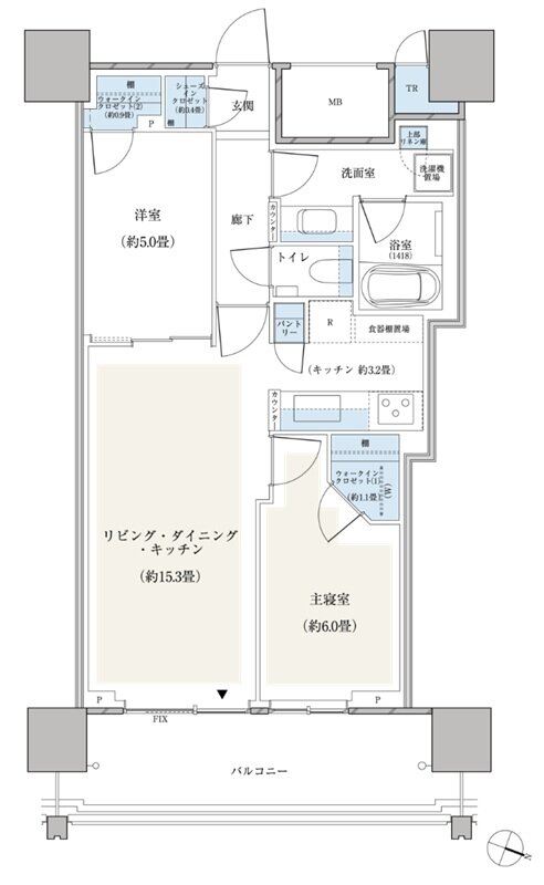パークシティ小岩 ザ タワー 間取り 62Eタイプ