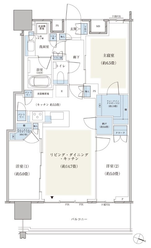 パークシティ小岩　ザ　タワー 間取り 72Ebタイプ