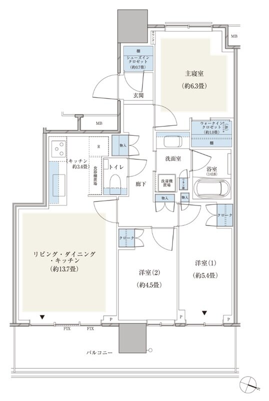 パークシティ小岩　ザ　タワー 間取り 69Eaタイプ