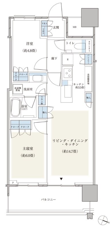 パークシティ小岩　ザ　タワー 間取り 57Eタイプ