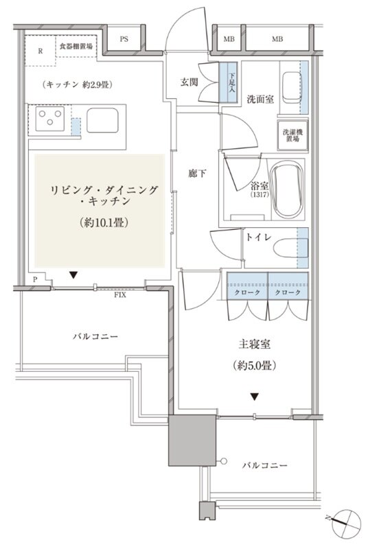 パークシティ小岩　ザ　タワー 間取り 39W（39W’）タイプ