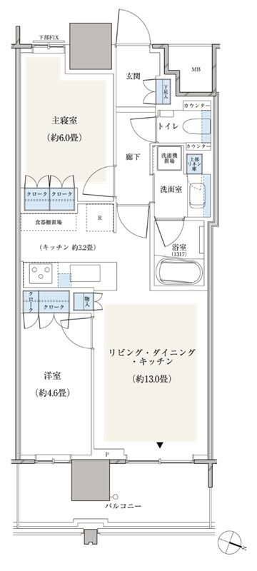 パークシティ小岩　ザ　タワー 間取り 53Eタイプ
