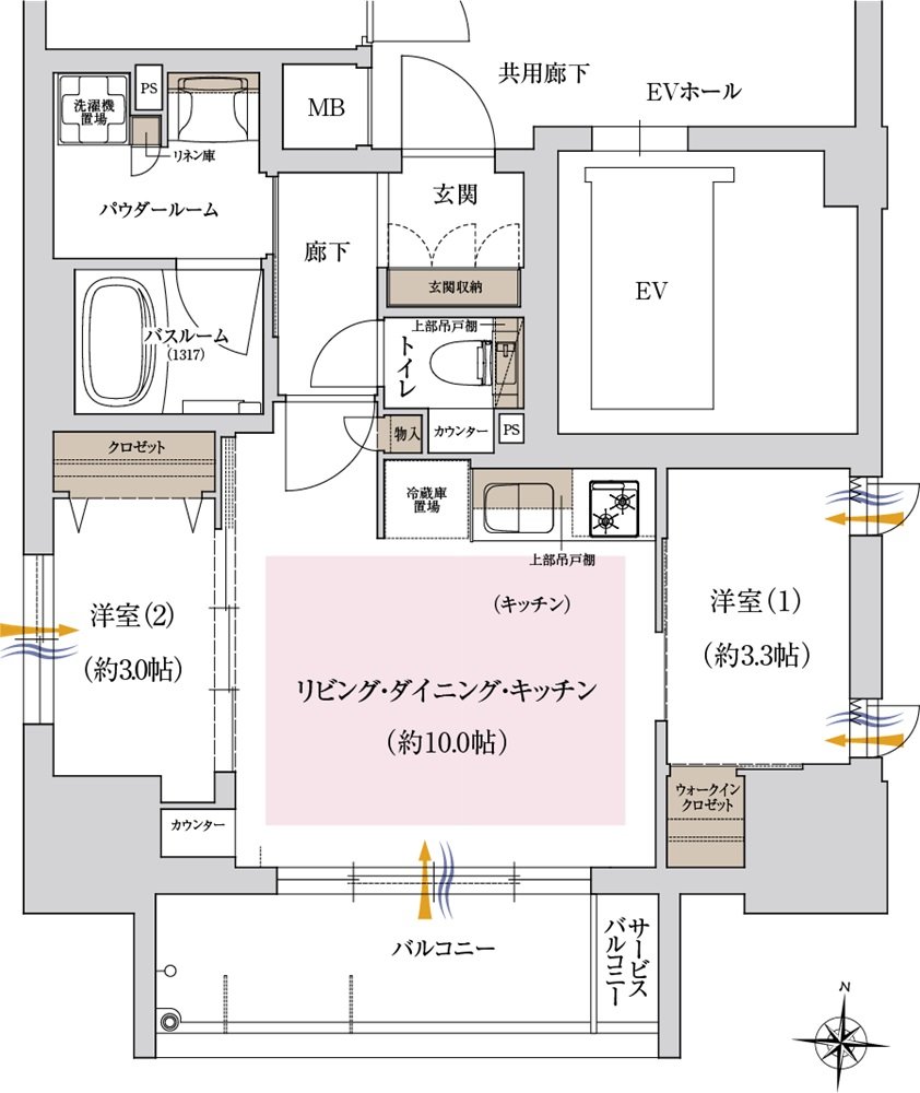 プレサンス ロジェ 泉 高岳 間取り Aタイプ