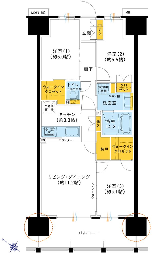レーベン三河安城REPRENT 間取り E type