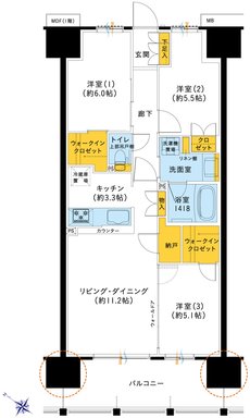 レーベン三河安城REPRENT 間取り E type