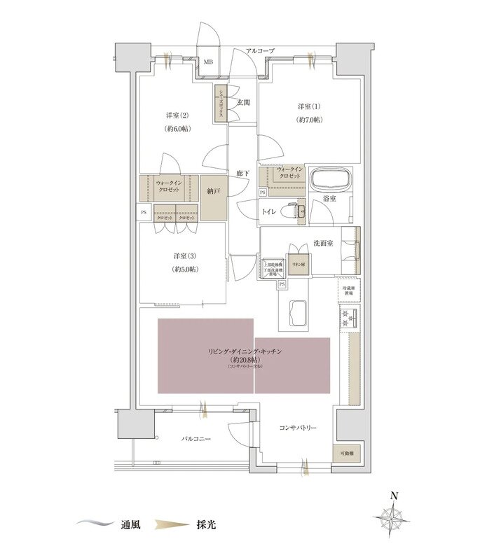 ファインレジデンス住道駅前(すごい駅前プロジェクト) 間取り O' type