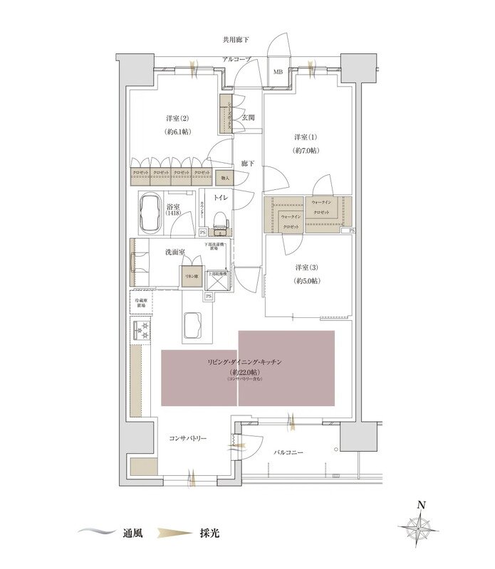 ファインレジデンス住道駅前(すごい駅前プロジェクト) 間取り F’ type