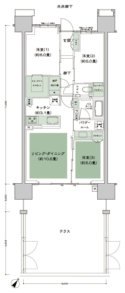 シティテラス下丸子 間取り A-Bat type