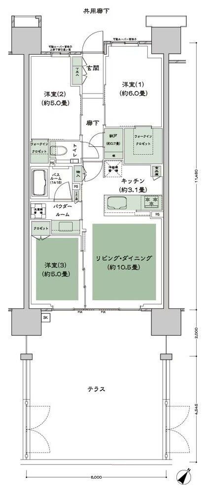 シティテラス下丸子 間取り A-B'at type