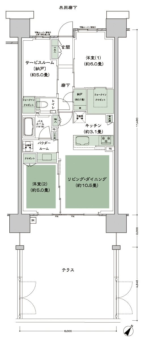 シティテラス下丸子 間取り A-B'ct type