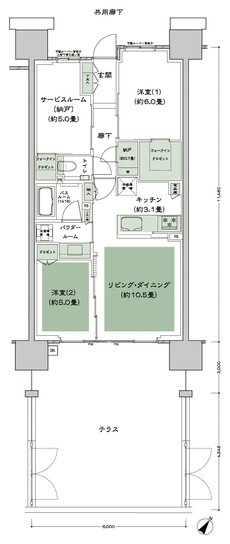 シティテラス下丸子 間取り A-B'ct type