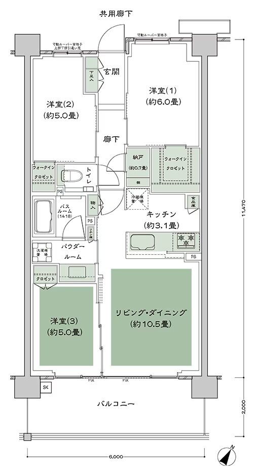 シティテラス下丸子 間取り B-I'b type