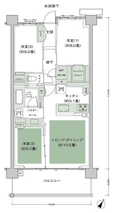 シティテラス下丸子 間取り B-I'b type