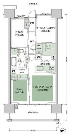 シティテラス下丸子 間取り A-B'd type