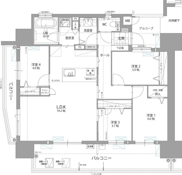 リヴィエール門司港ファーストビュー 間取り A type（9F）