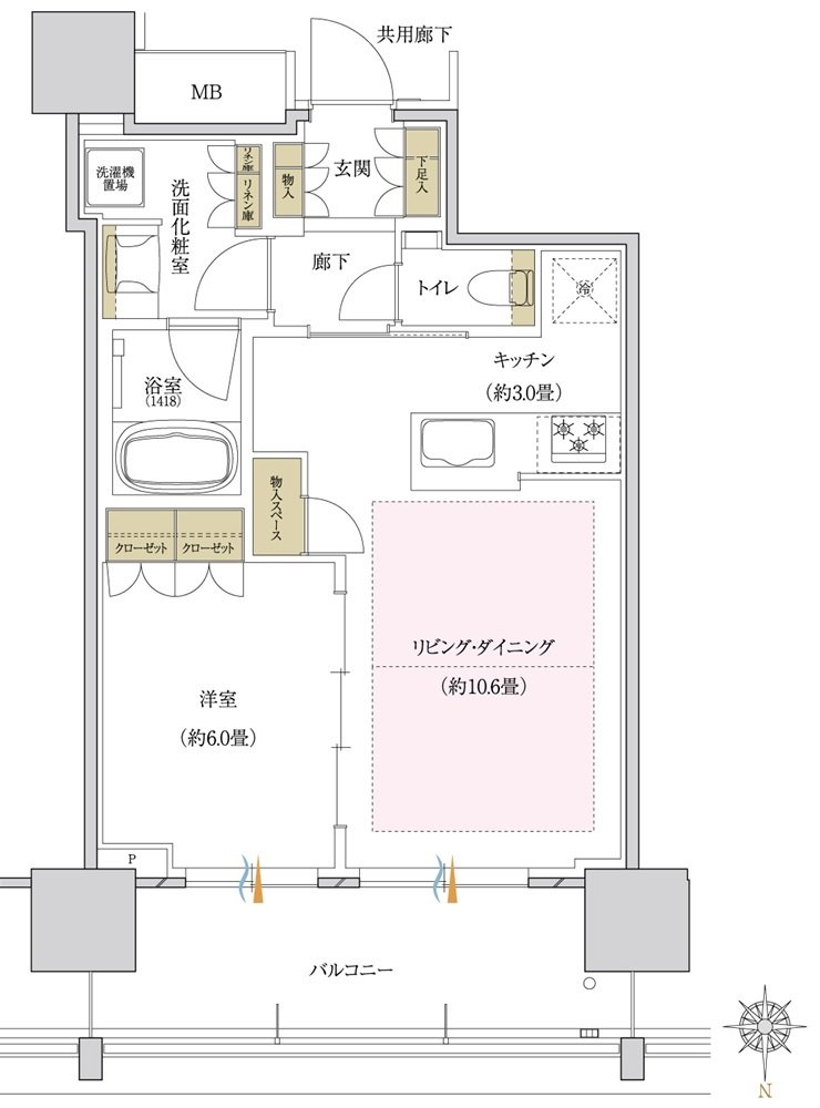 プラウドタワー岡山 間取り 46NC type