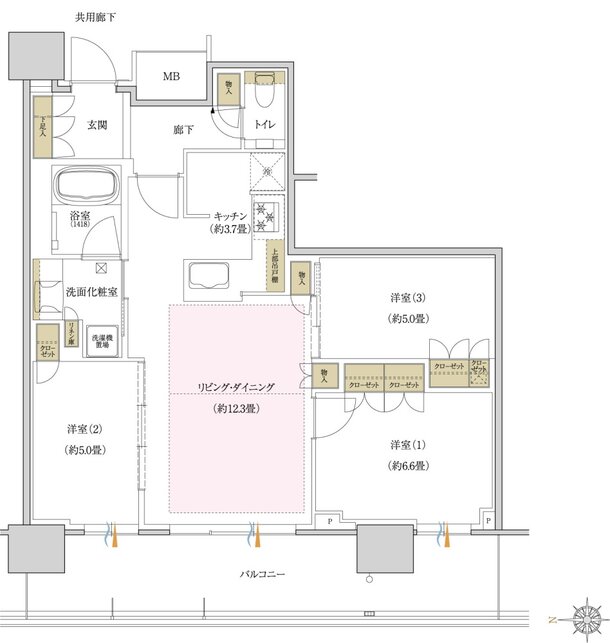 プラウドタワー岡山 間取り 72WG type