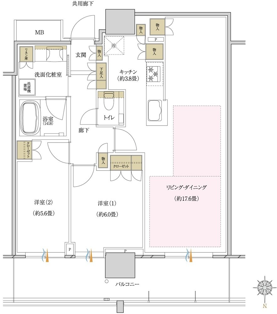 プラウドタワー岡山 間取り 73ND type MENU PLAN1