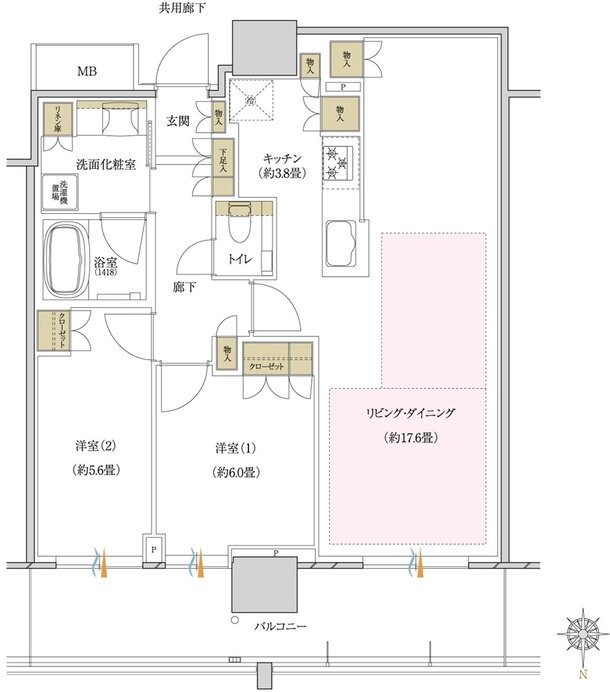 プラウドタワー岡山 間取り 73ND type MENU PLAN1