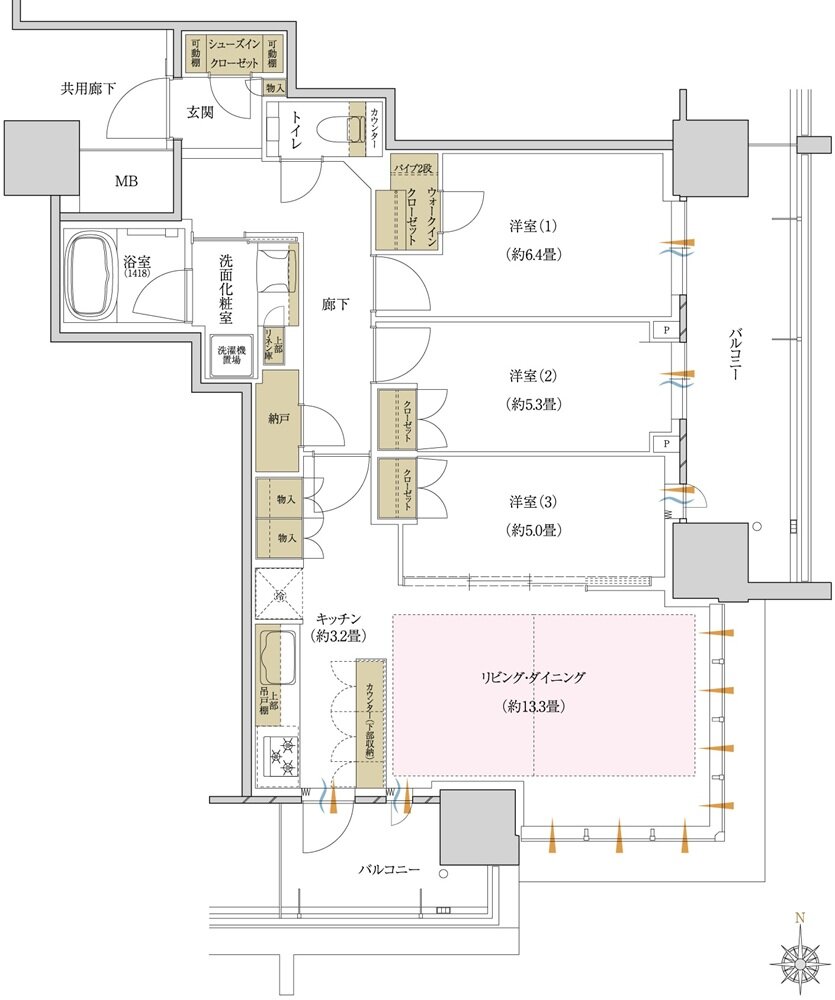 プラウドタワー岡山 間取り 77SF type