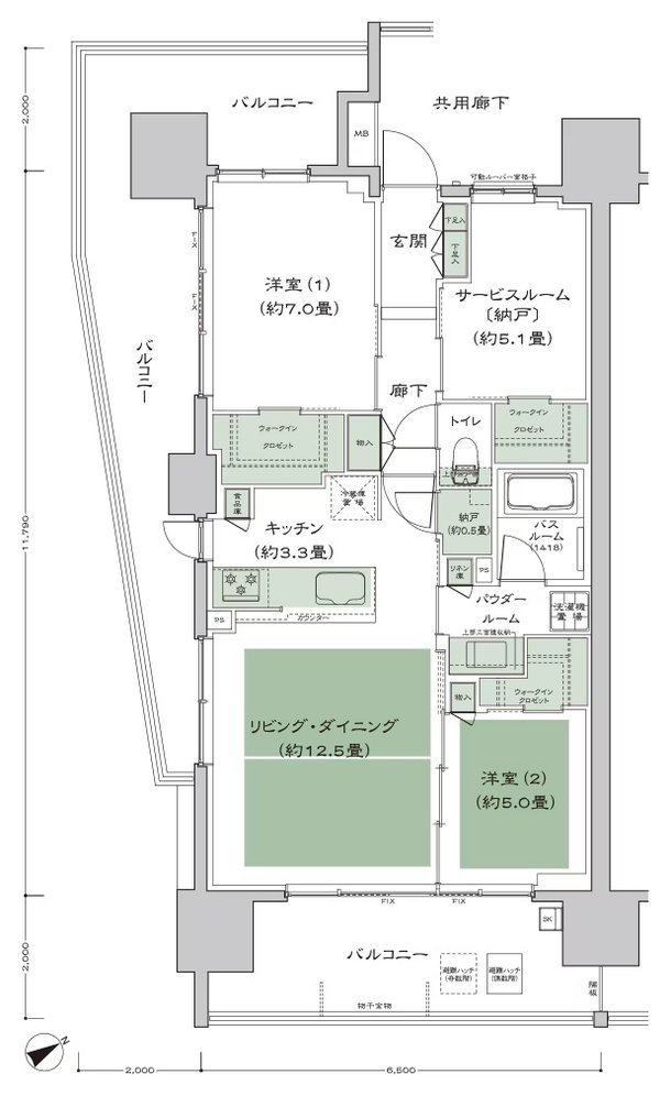 シティタワー名古屋東別院 間取り A2 type