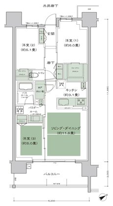 シティタワー名古屋東別院 間取り B'b2 type