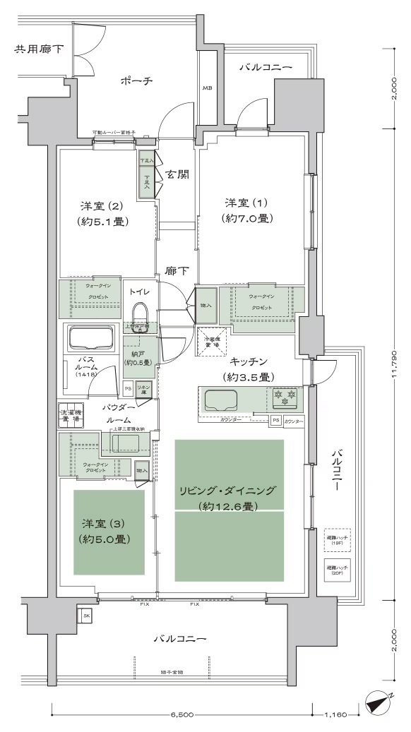 シティタワー名古屋東別院 間取り E2 type