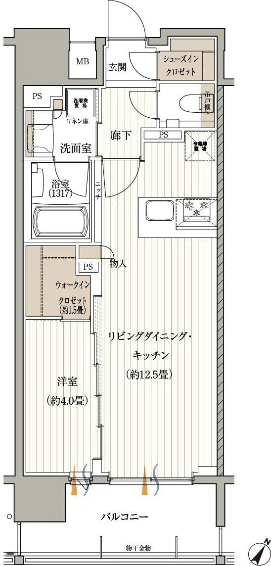 那覇壺屋やちむん通りマンションプロジェクト 間取り Eタイプ(最終期)