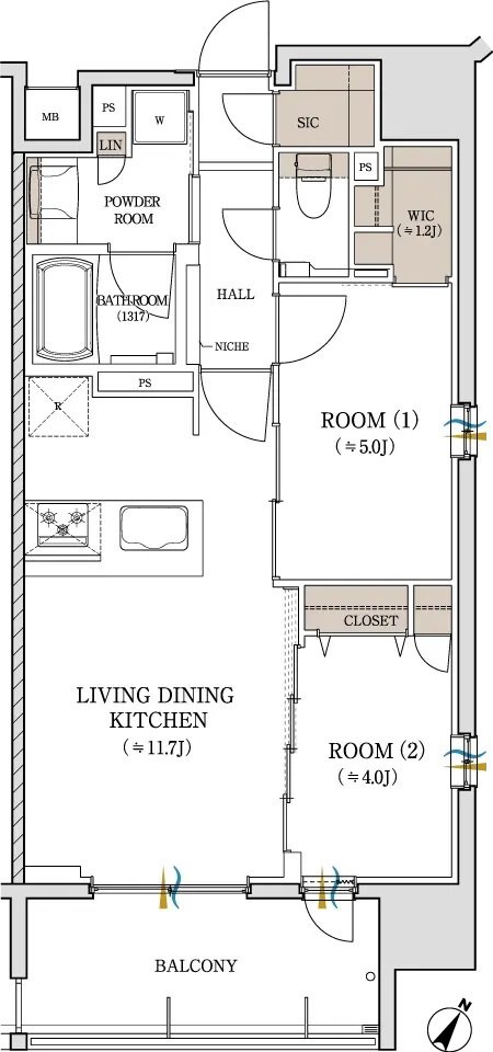那覇壺屋やちむん通りマンションプロジェクト 間取り Fタイプ(先着順)