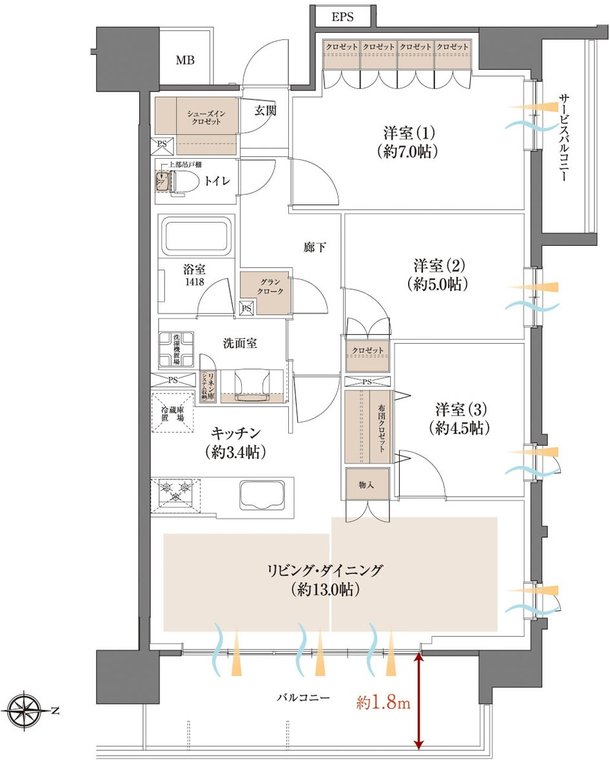 レーベン福島 ONE TOWER 間取り G type